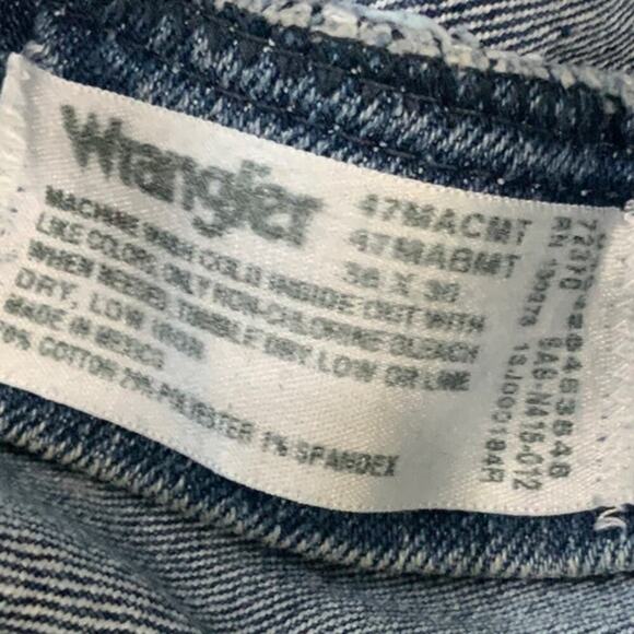Wrangler 47 Advanced Comfort Jeans Mens 38X30 Regular Fit Mid Wash Streetwear - Picture 9 of 11